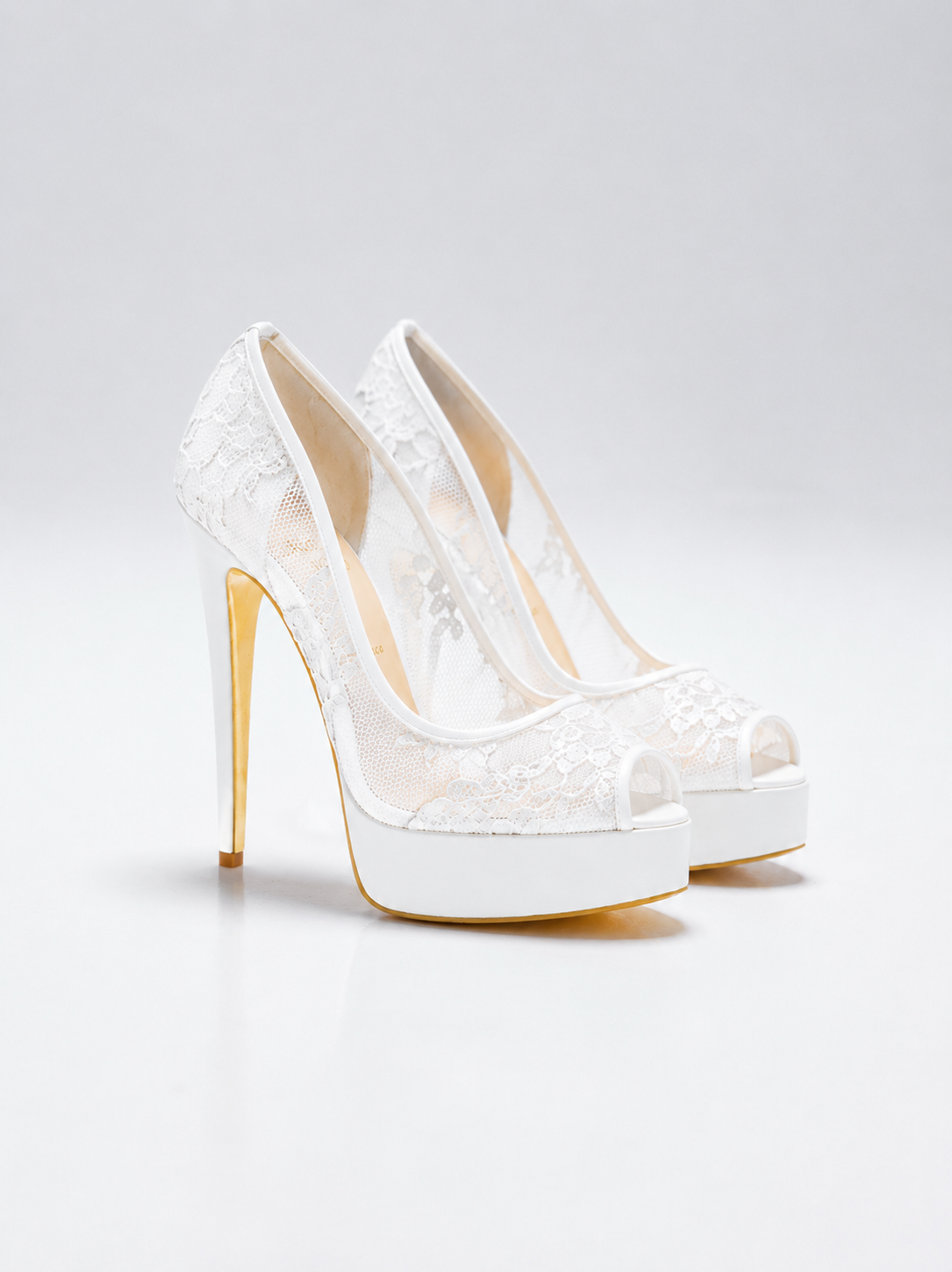 DI ALLURA 135 Dentelle Blanche Semelle Or Édition Limitée