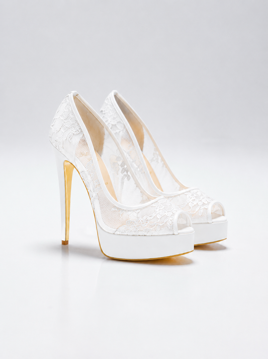 DI ALLURA 135 Dentelle Blanche Semelle Or Édition Limitée
