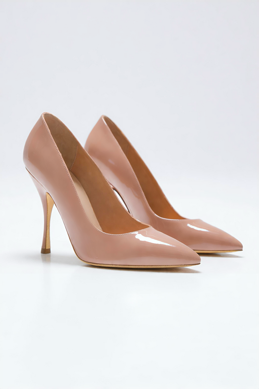 Escarpin en cuir de veau nude pour femme vu de 3/4