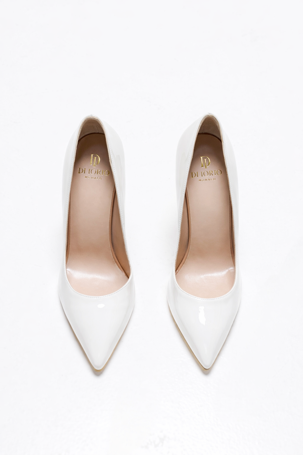 Escarpin en cuir blanc pour femme vu de haut