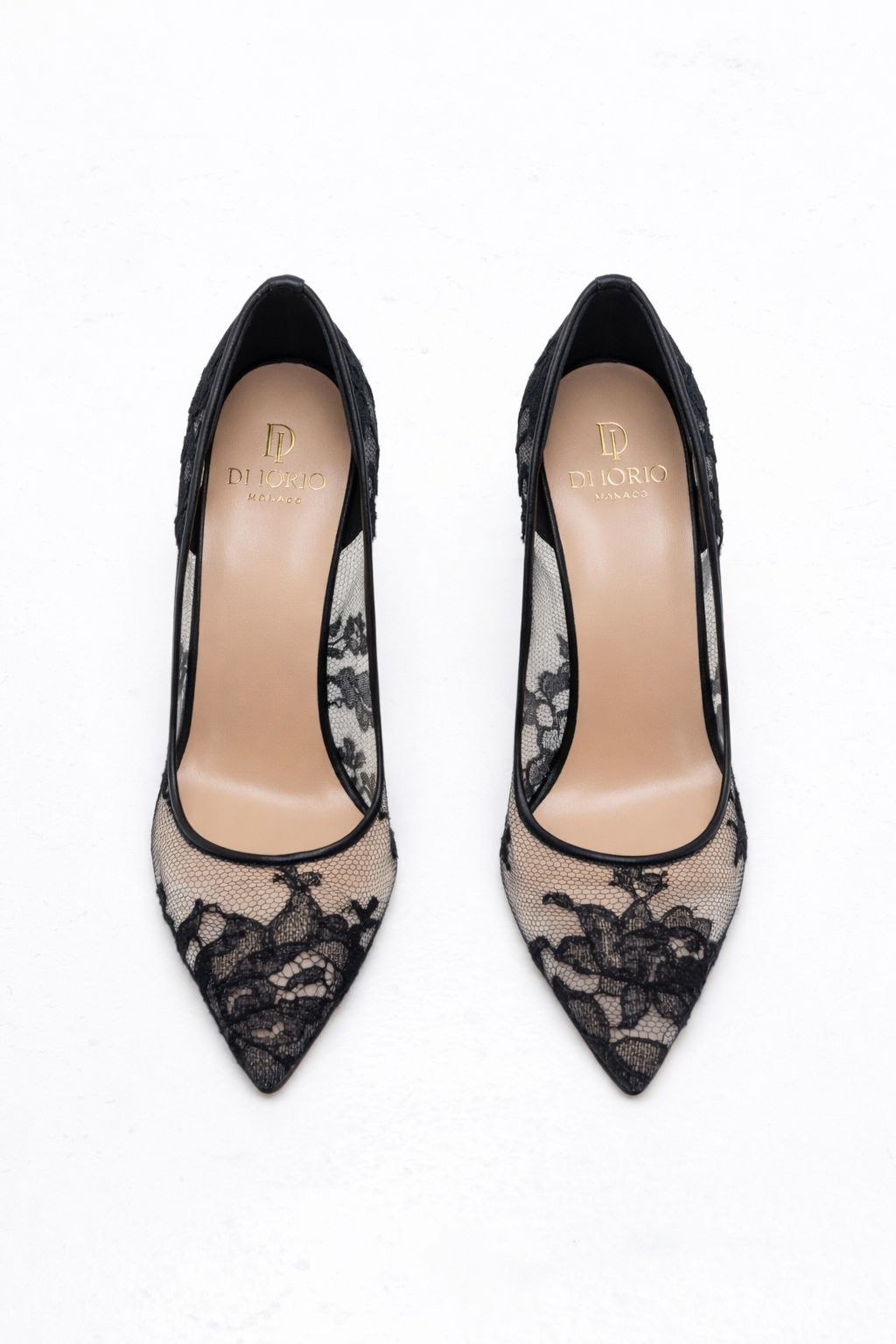 Escarpin en dentelle noir pour femme vu de haut