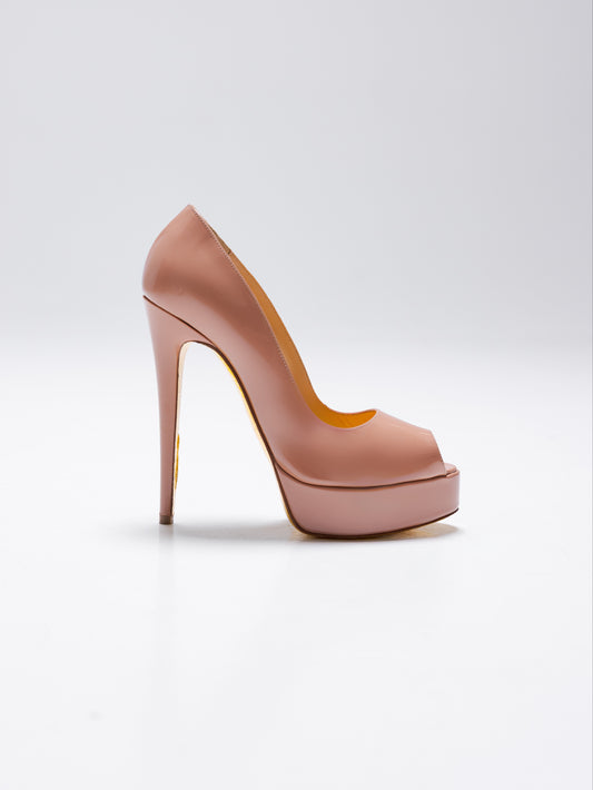 DI ALLURA 135 Cuir de veau verni nude Semelle Or Édition Limitée